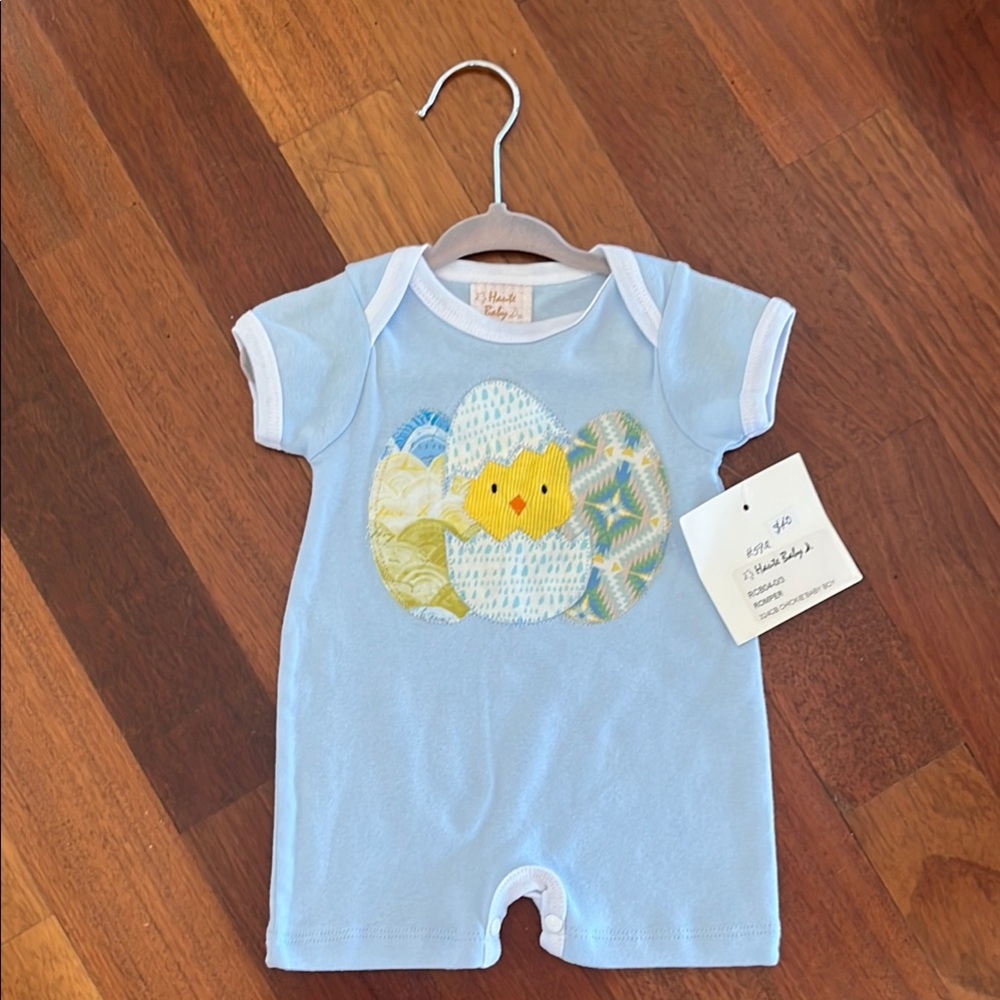 Baby Blue Romper with Chick Design